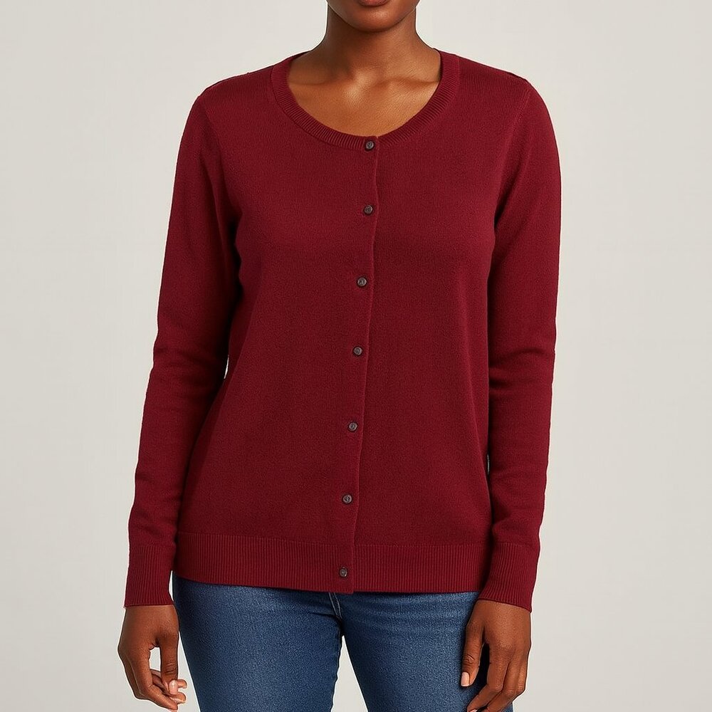 Croft & Barrow Women’s XL Button Front Cardigan Sweater – Burgundy
